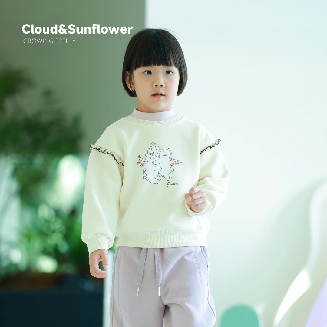 【云朵小葵】女童秋季两只小飞熊印花圆领卫衣1114659