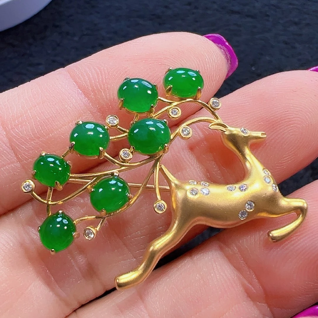 翡翠18K金镶嵌颈饰签收后24小时鉴赏期