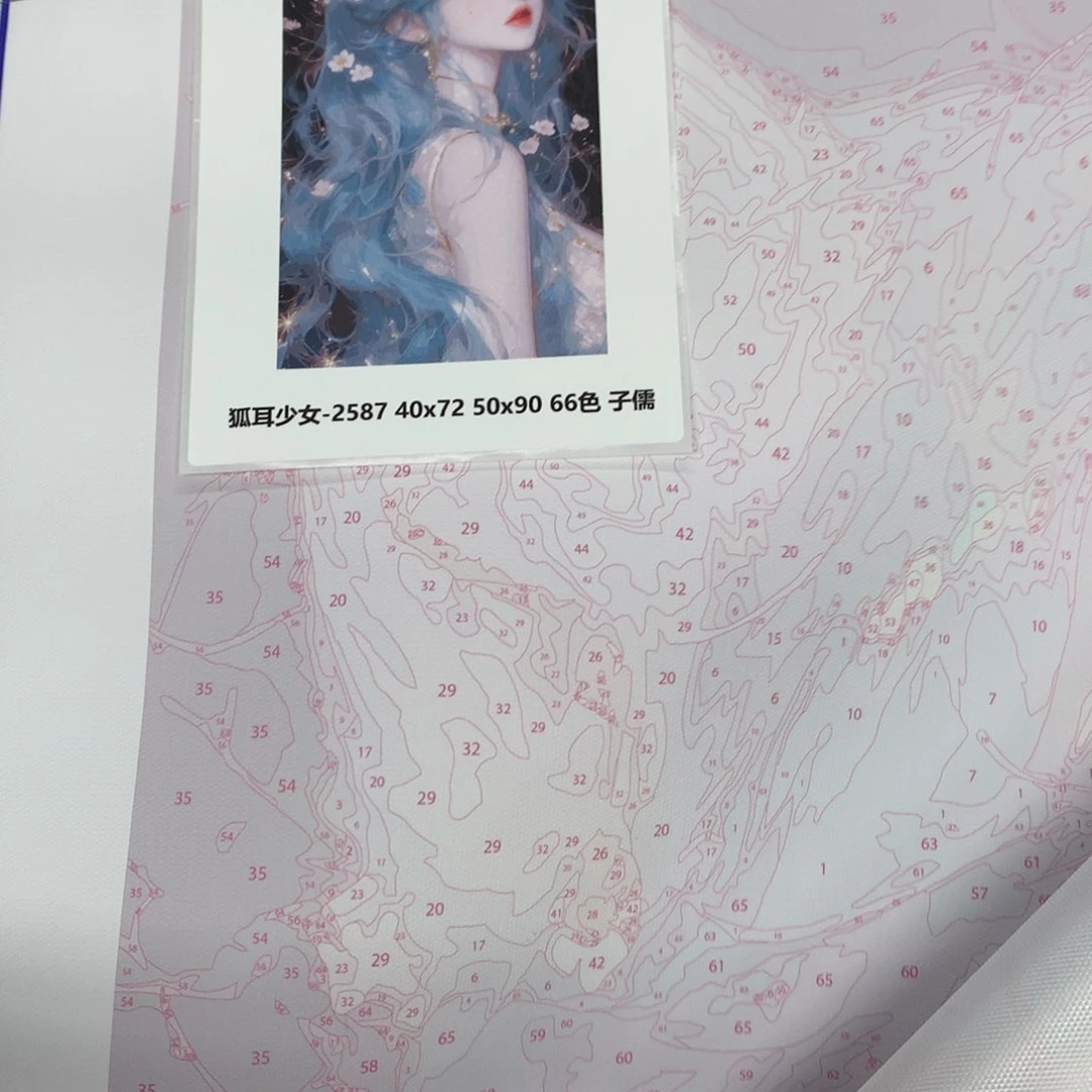 油画布婉*（有画布）狐耳少女中尺寸化纤布