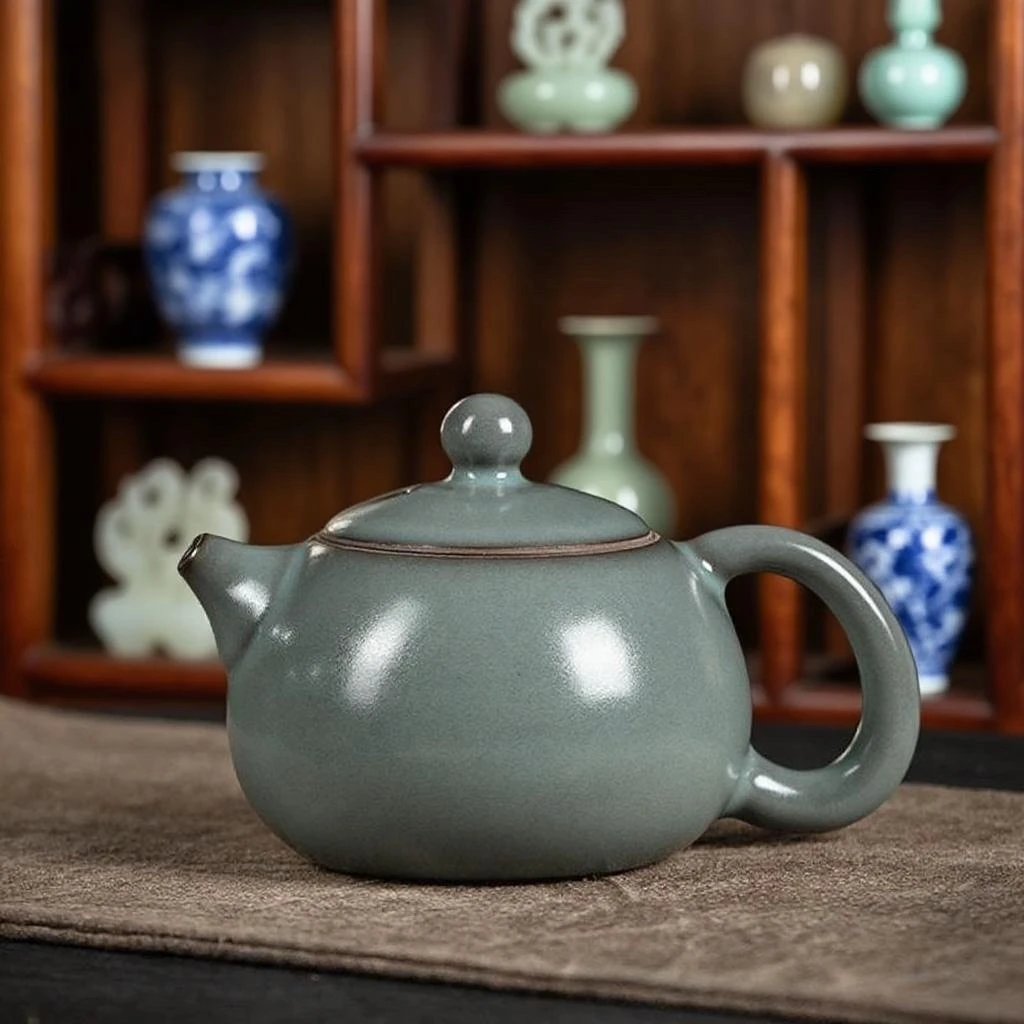 锋子 汝窑铁胎西施壶 陶瓷壶家用泡茶神器功夫茶具复古手工壶