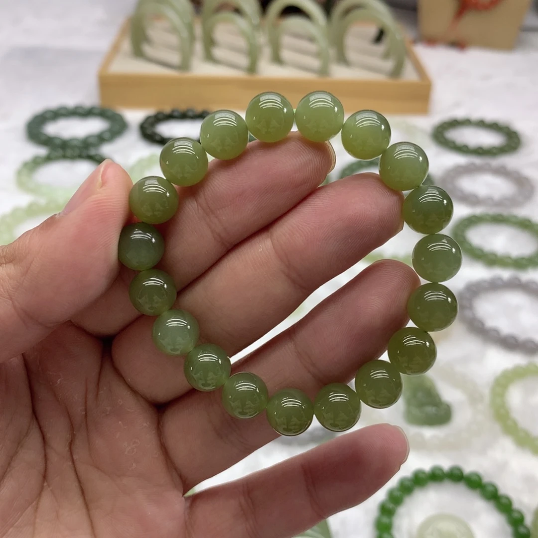 和田玉未镶嵌手串（湖水绿10）