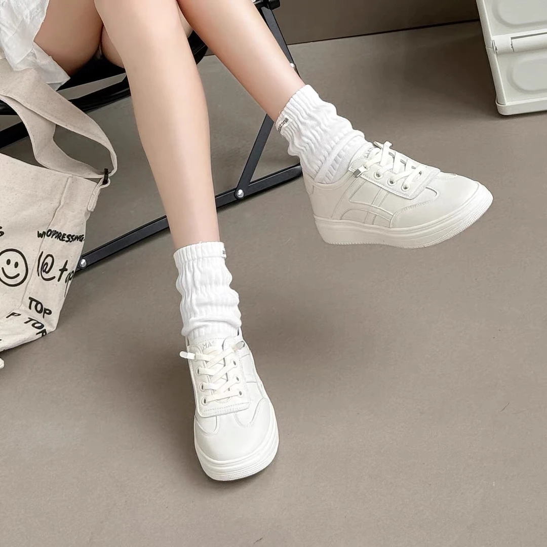 广州女鞋653头层牛皮真皮一脚蹬休闲板鞋百搭基础松紧带小白鞋女