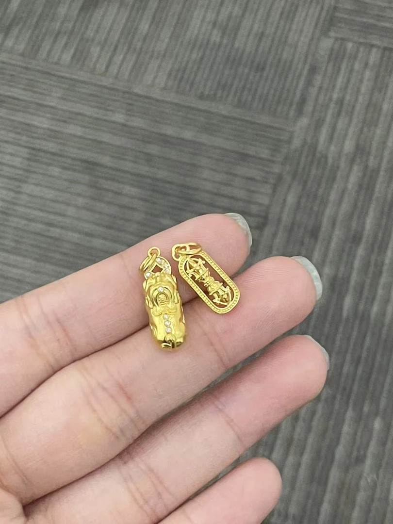 足金999 点钻貔貅金刚杵一套（圆扣）