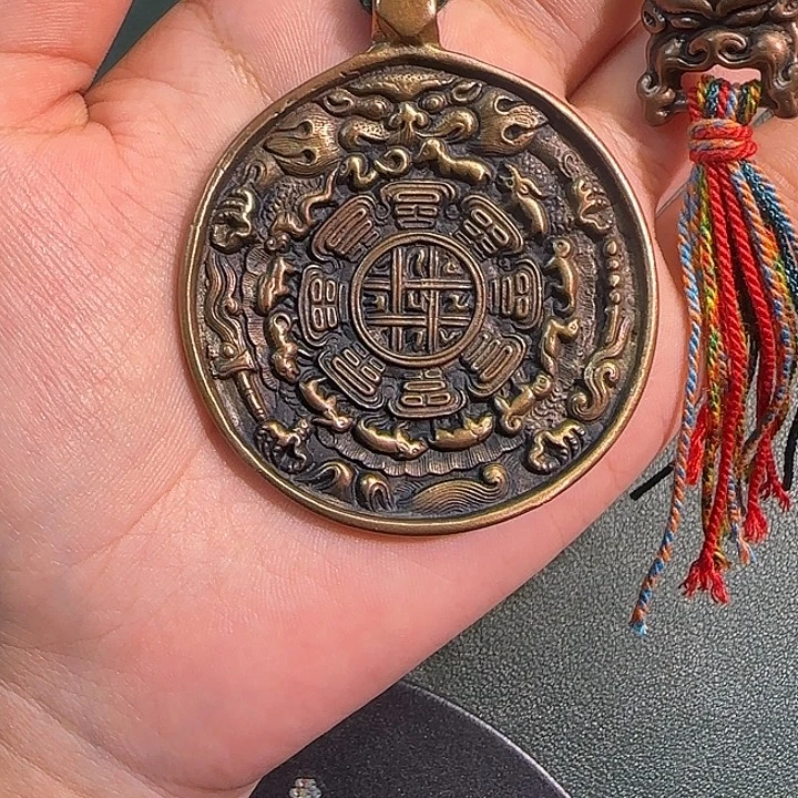 用***1铜铁合金类藏传工艺品九宫八卦