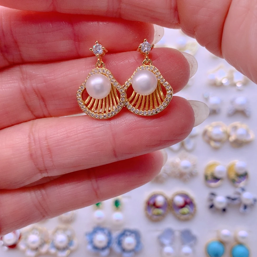 耳饰合金淡水珍珠