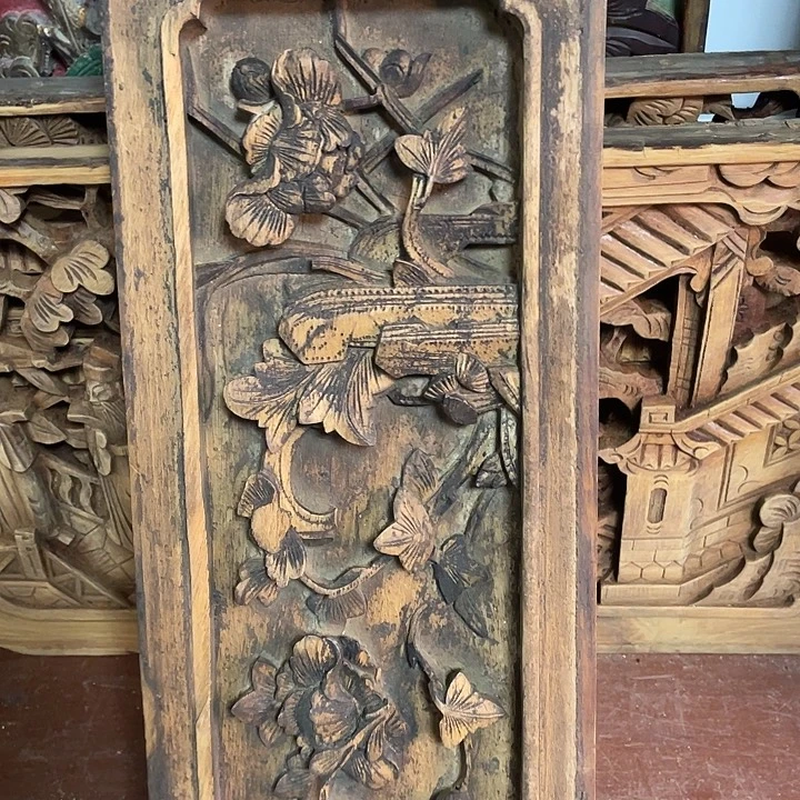 徽***苑老木雕，雕荷板包邮