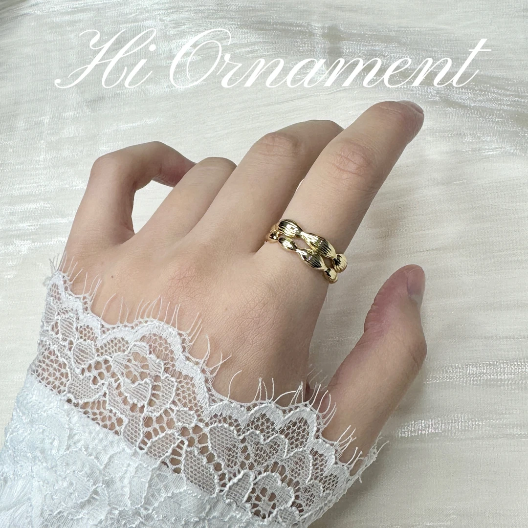 钛钢戒指 小众设计肌理感双层戒指简约百搭中性高级感开口食指戒