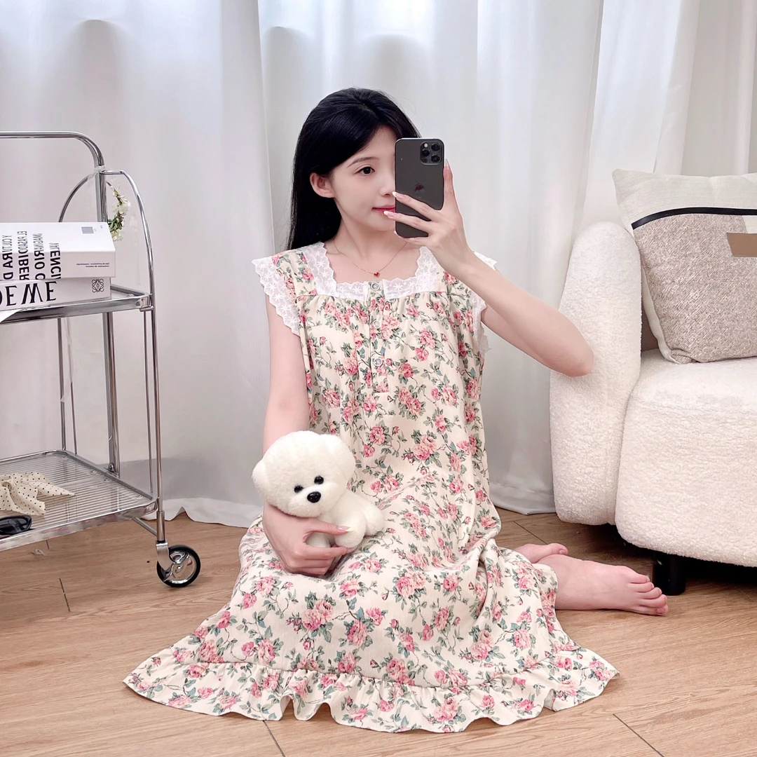 带胸垫睡衣女款爆款2025新款夏季背心睡裙甜美风可外穿宽松家居服