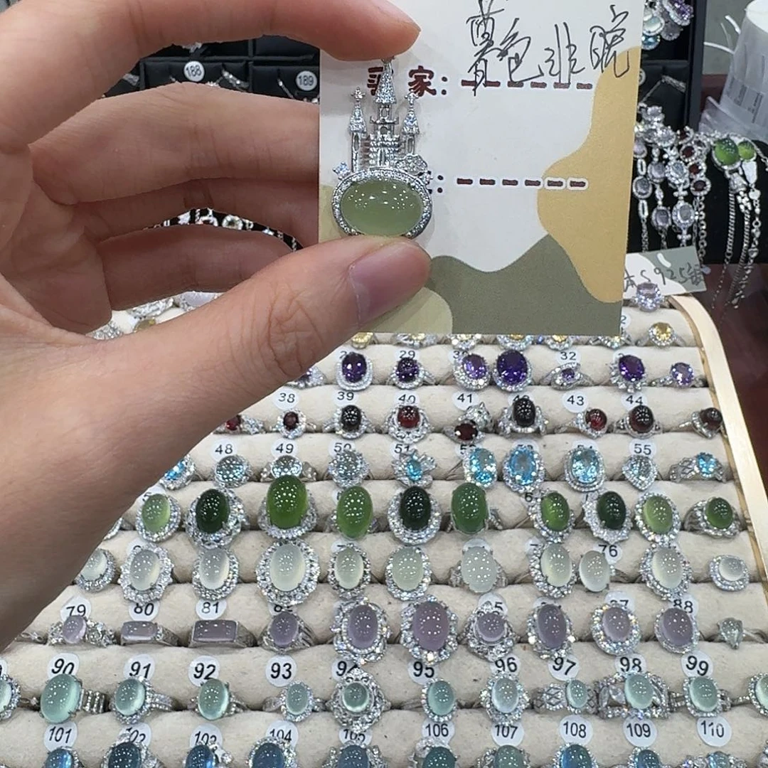 暮***晚蛇纹石玉银S925镶嵌颈饰吊坠