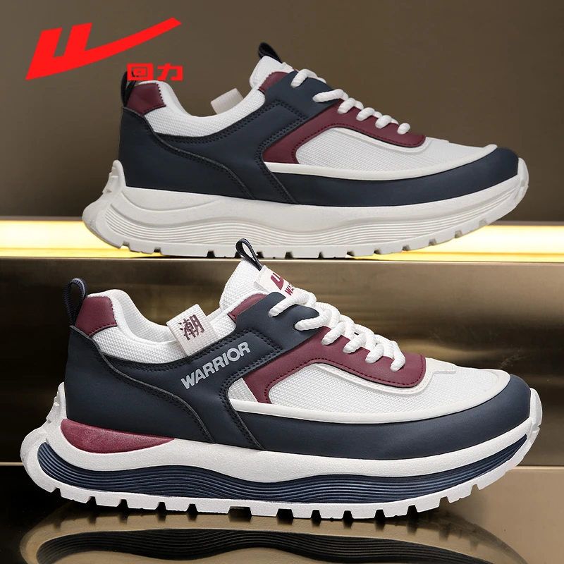 Warrior/回力男鞋厚底增高鞋网面透气鞋潮流时尚运动休闲百搭板鞋