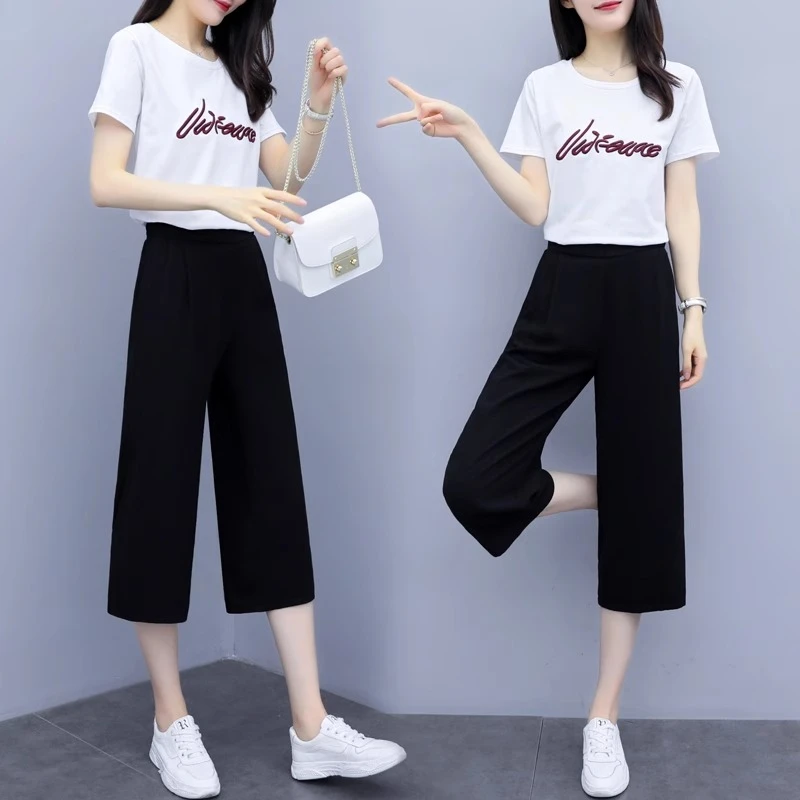 巨显腿直 冰丝七分阔腿裤女夏薄高腰垂感韩版宽松显瘦百搭休闲裤