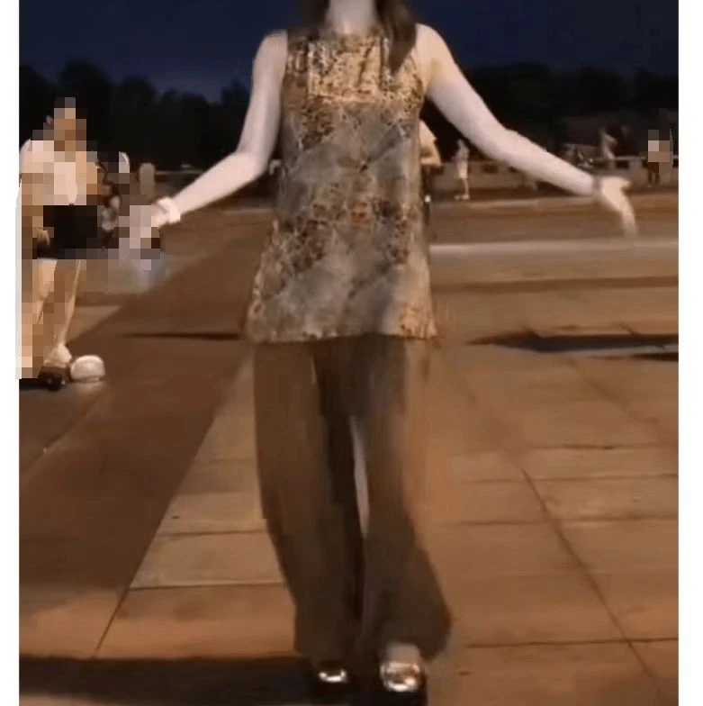 时尚潮流百搭无袖印花背心阔腿裤女装