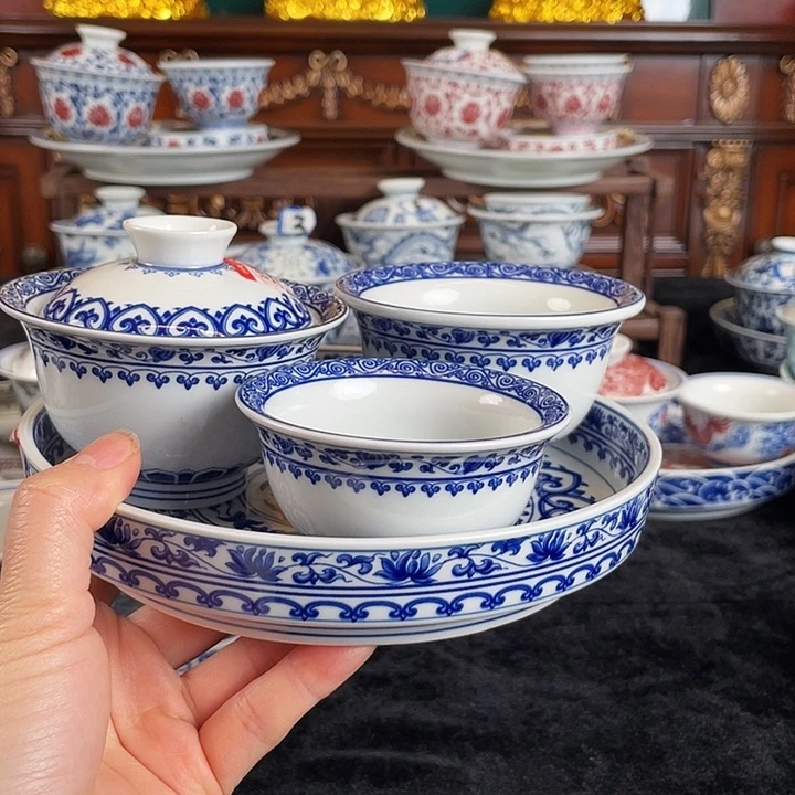 宝相花四件套茶具