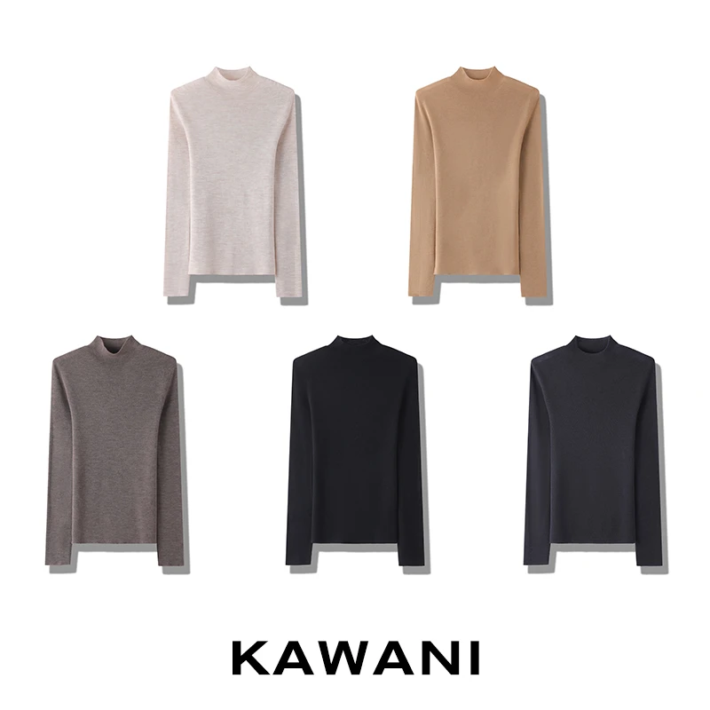 【KAWANI】德国Biella100羊毛岛精扬子纱可机洗显瘦长袖打底衫