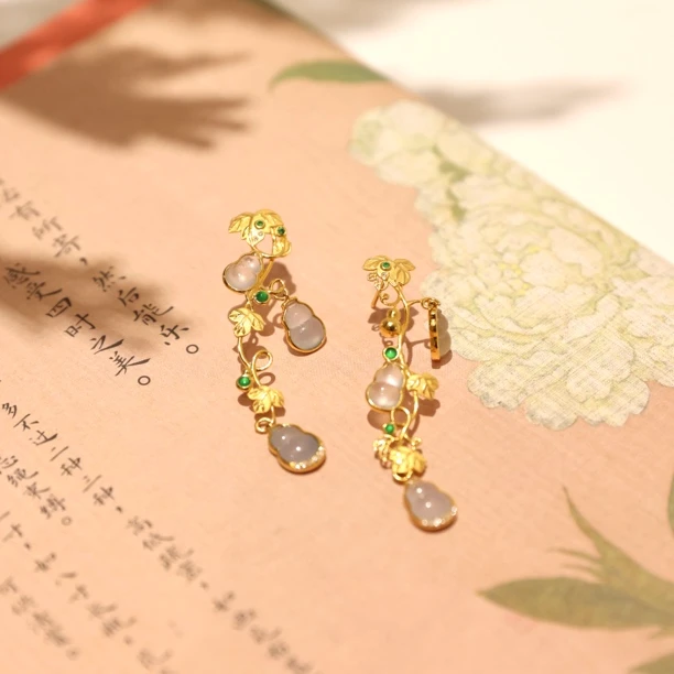 小春日和·18k金翡翠葫芦耳坠QJ