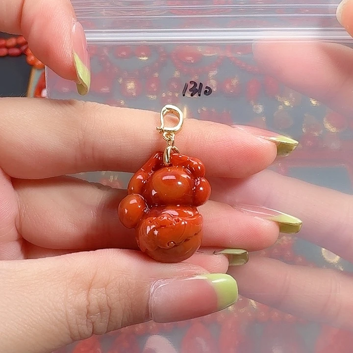 南红玛瑙银S925镶嵌吊坠