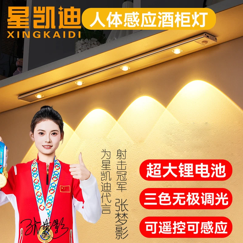 星凯迪2025新款橱柜灯充电式人体感应玄关酒柜灯条入户鞋柜免布线