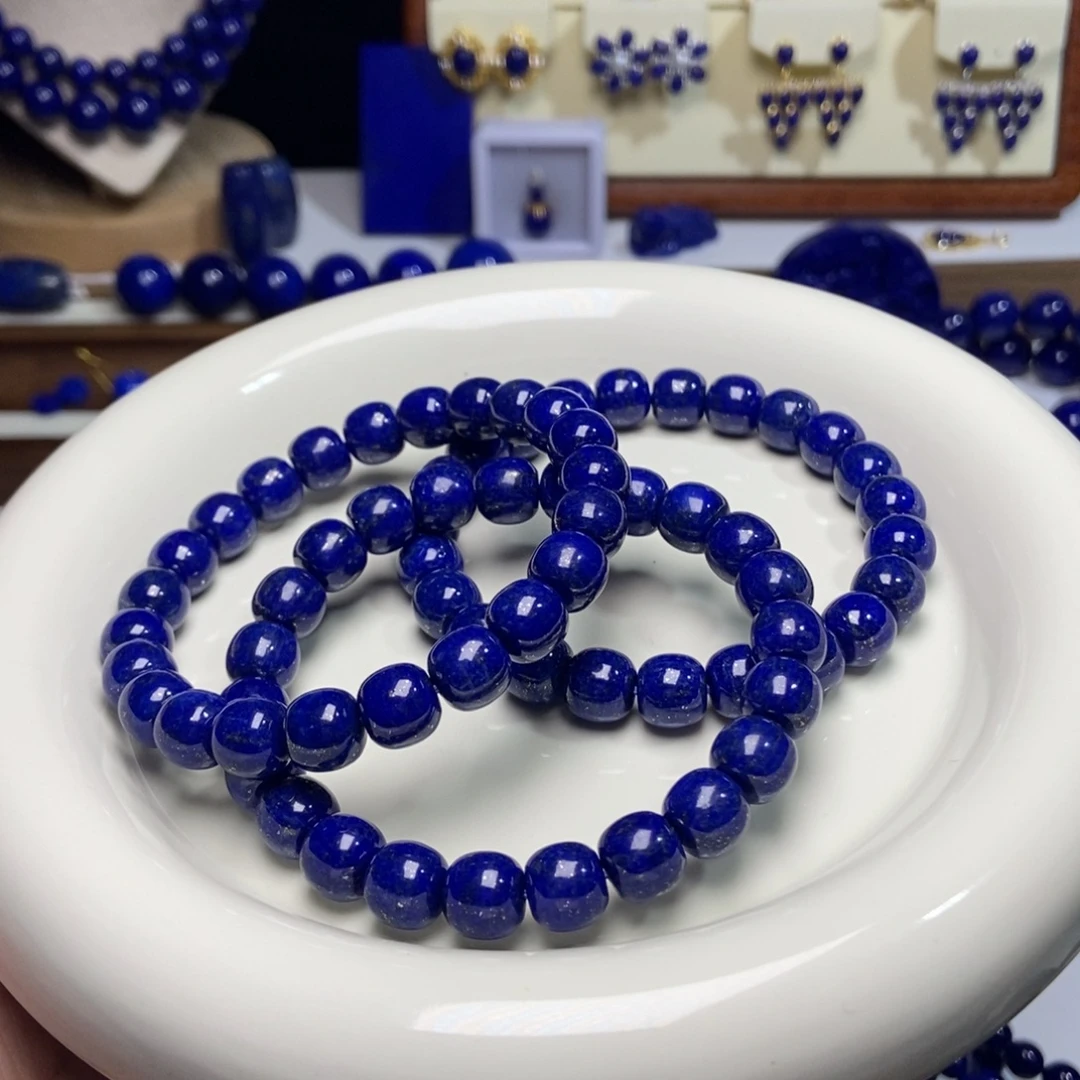 青金石未镶嵌老型单圈9mm 多样性发其一