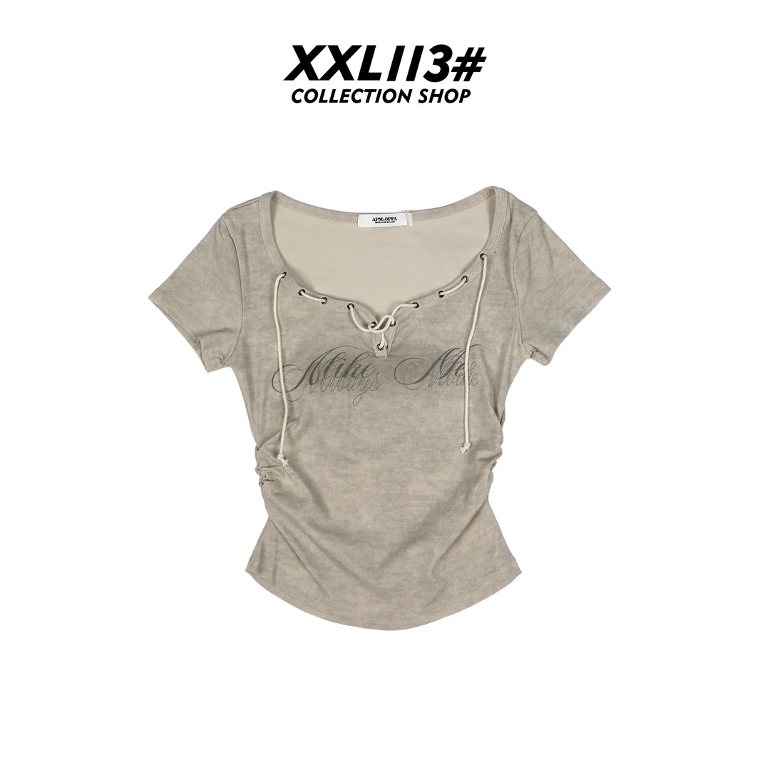 113* CENTRALIZED SHOP印花短款修身短袖T恤X5F02D5955