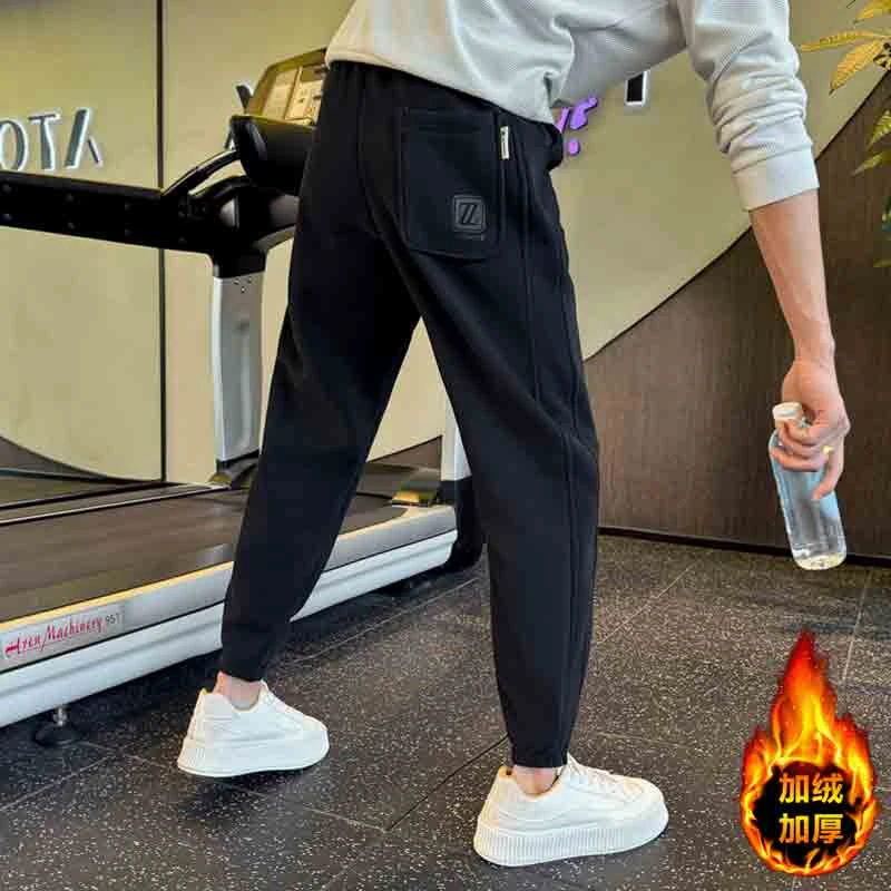 潮牌卫裤男士秋冬款裤子运动束脚九分裤男裤2025新款痞帅气休闲裤