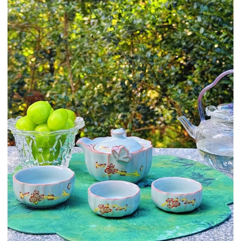 古道源傲雪紫梅三杯旅行茶具by111