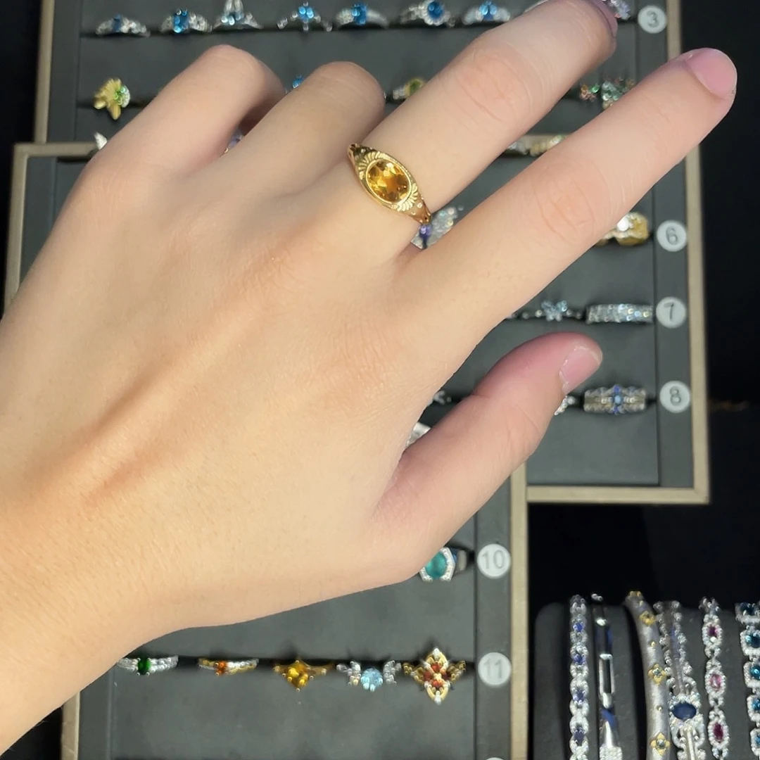 C***v黄晶戒指银S925镶嵌拍两份