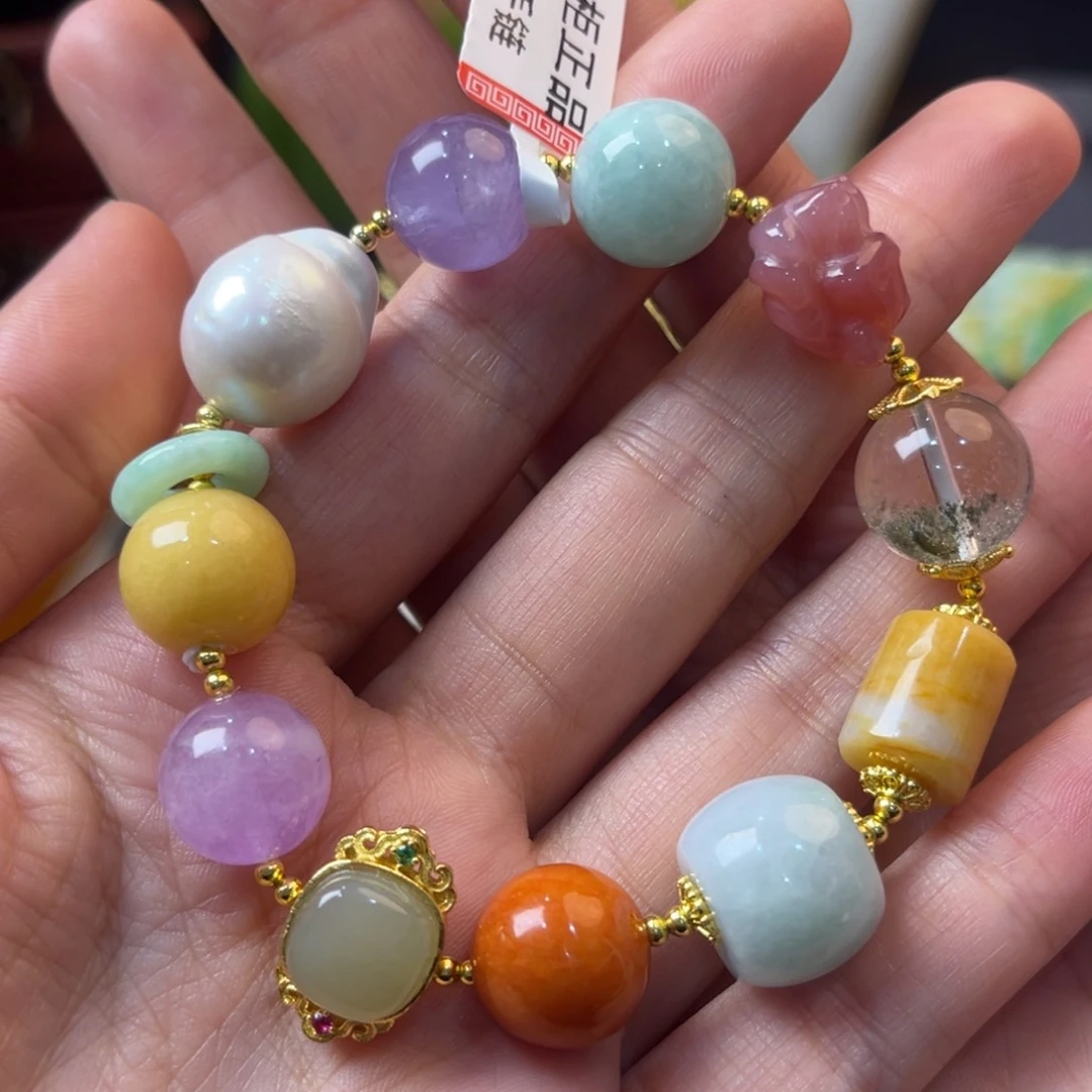 翡翠手链未镶嵌惟**妈手串