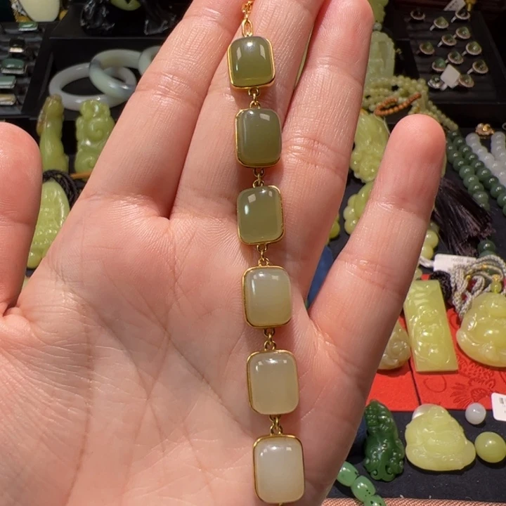 和田玉颈饰银S925镶嵌