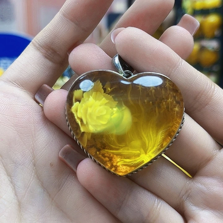 银S925镶嵌颈饰蜜蜡吊坠