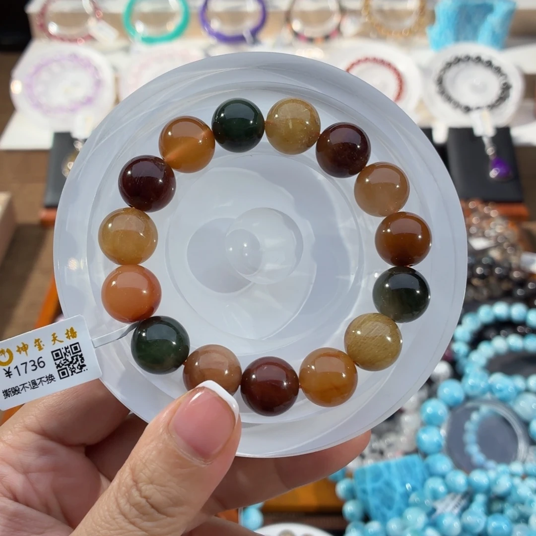 未镶嵌手串水晶彩兔毛13mm