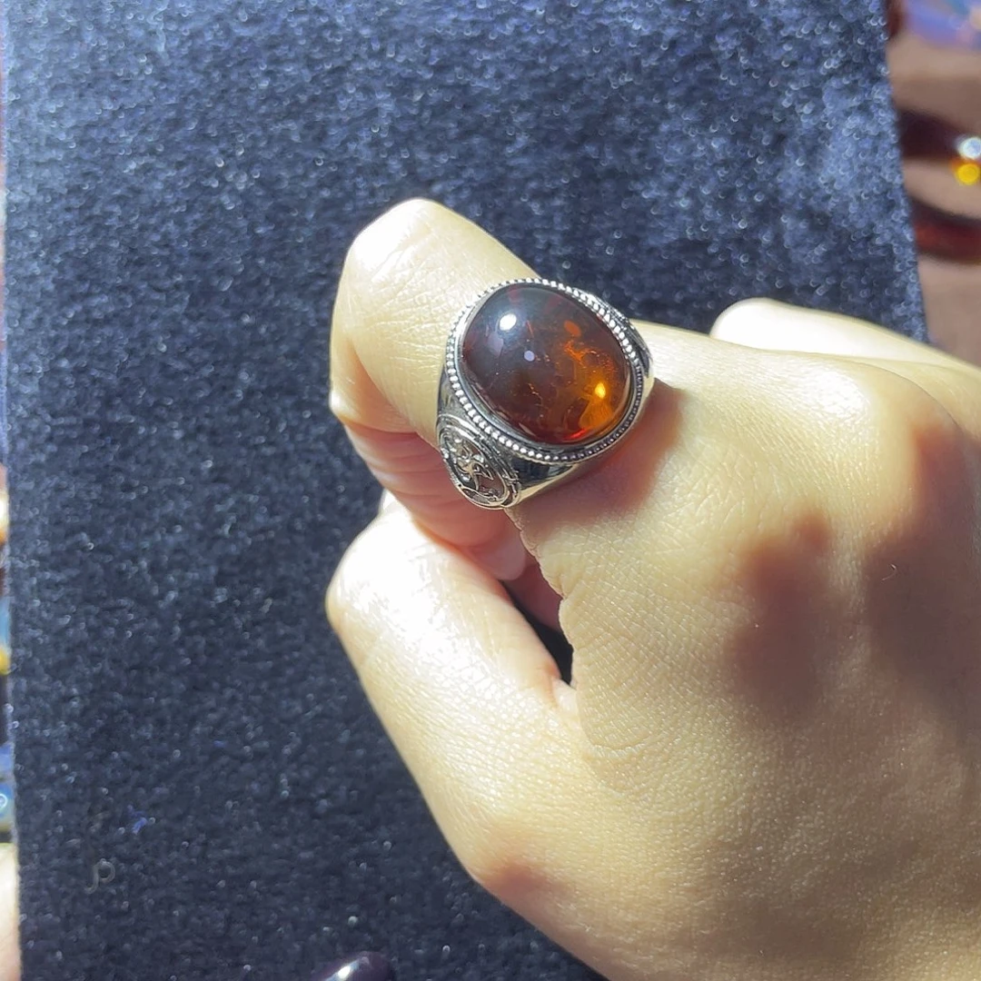 琥珀珠宝奇石银S925镶嵌