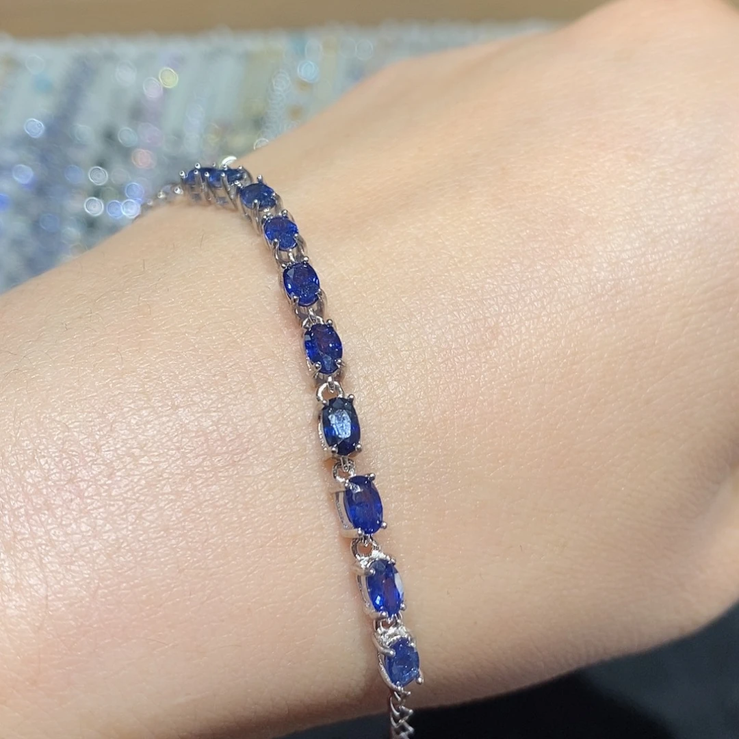 手链银S925镶嵌蓝宝石