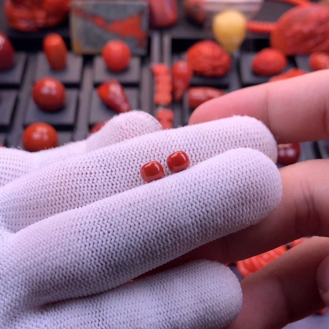 南红玛瑙未镶嵌川料原矿满色满肉老型对珠6mm