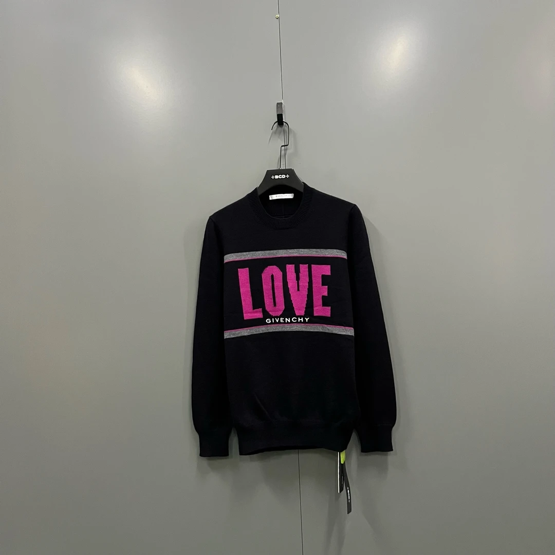99新 Givenchy/纪梵希 h925 正面LOVE印花毛衣 M码 610728