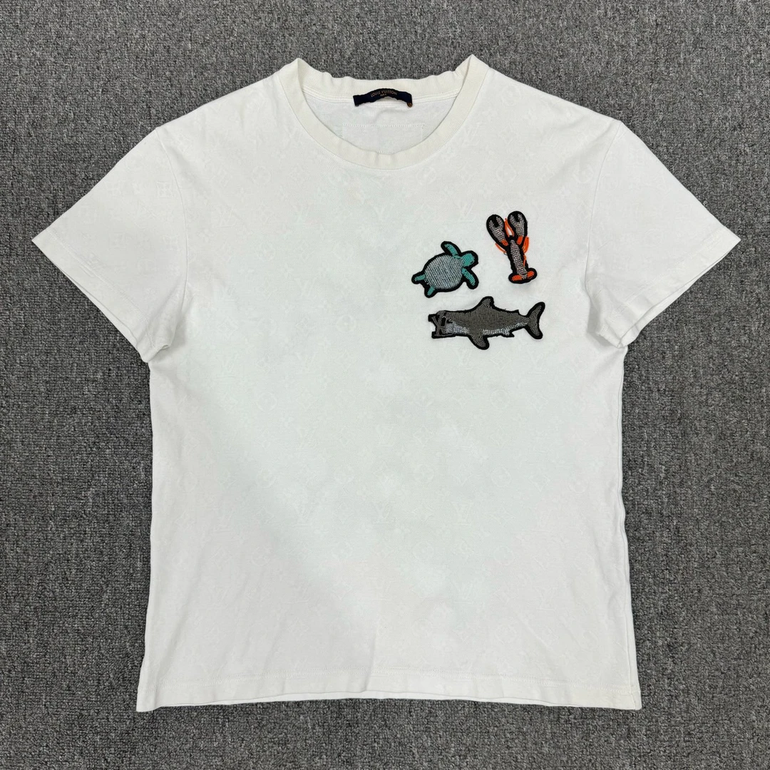 95新 LV Louis Vuitton 白色串珠海洋满印短袖 XS码95新 9670286