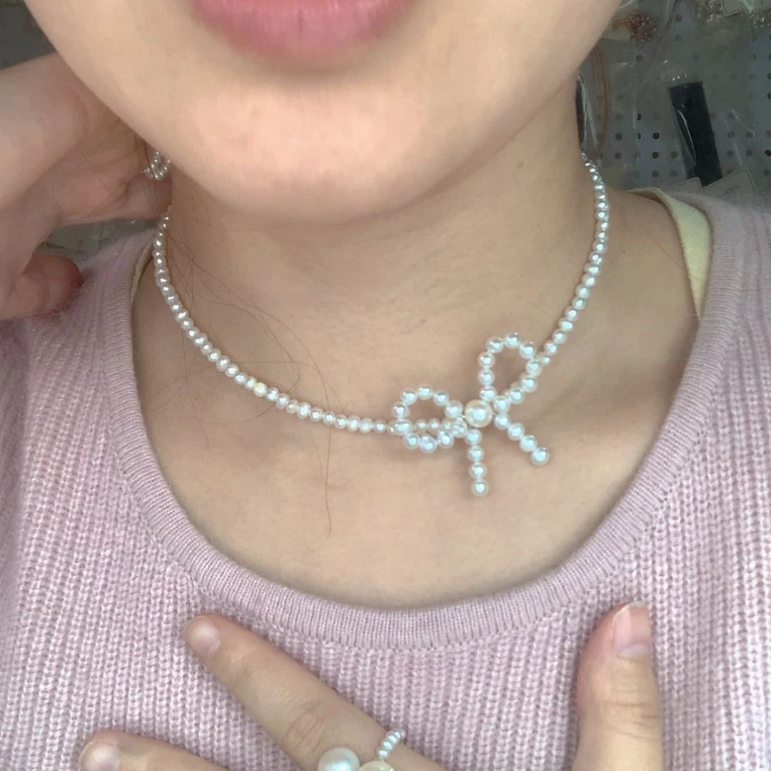 颈饰合金淡水珍珠