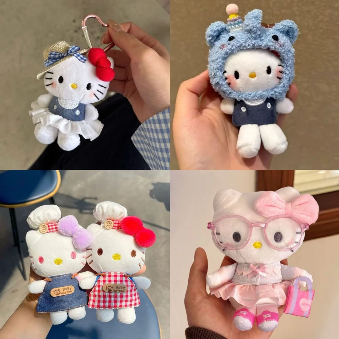 可爱KT猫包包挂件hellokitty猫书包饰品女生毛绒公仔挂饰凯蒂猫扣
