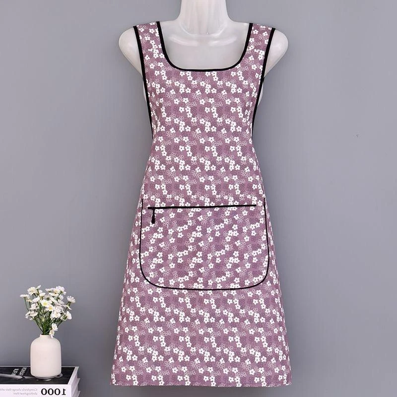 宽肩碎花围裙上班竹节棉背带厨房做饭家用洋气围腰干活穿工作服