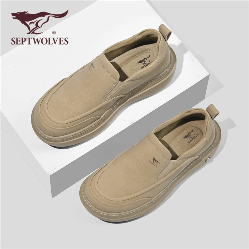 七匹狼正品男鞋秋冬新款懒人一脚蹬休闲板鞋潮鞋百搭软底增高男款