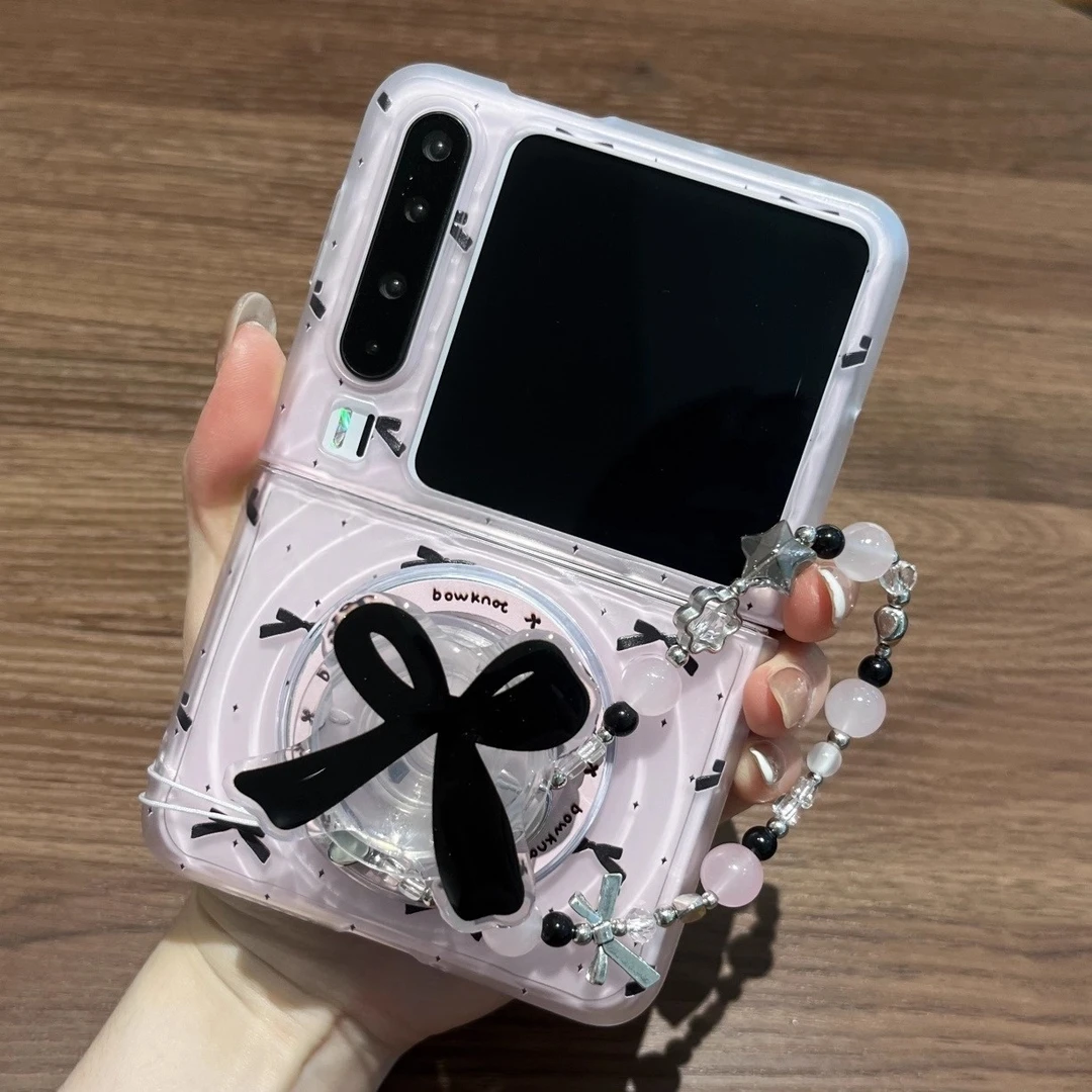 适用华为PuraX典藏版折叠屏手机壳波漾蝴蝶结磁吸支架zflip7/6/5