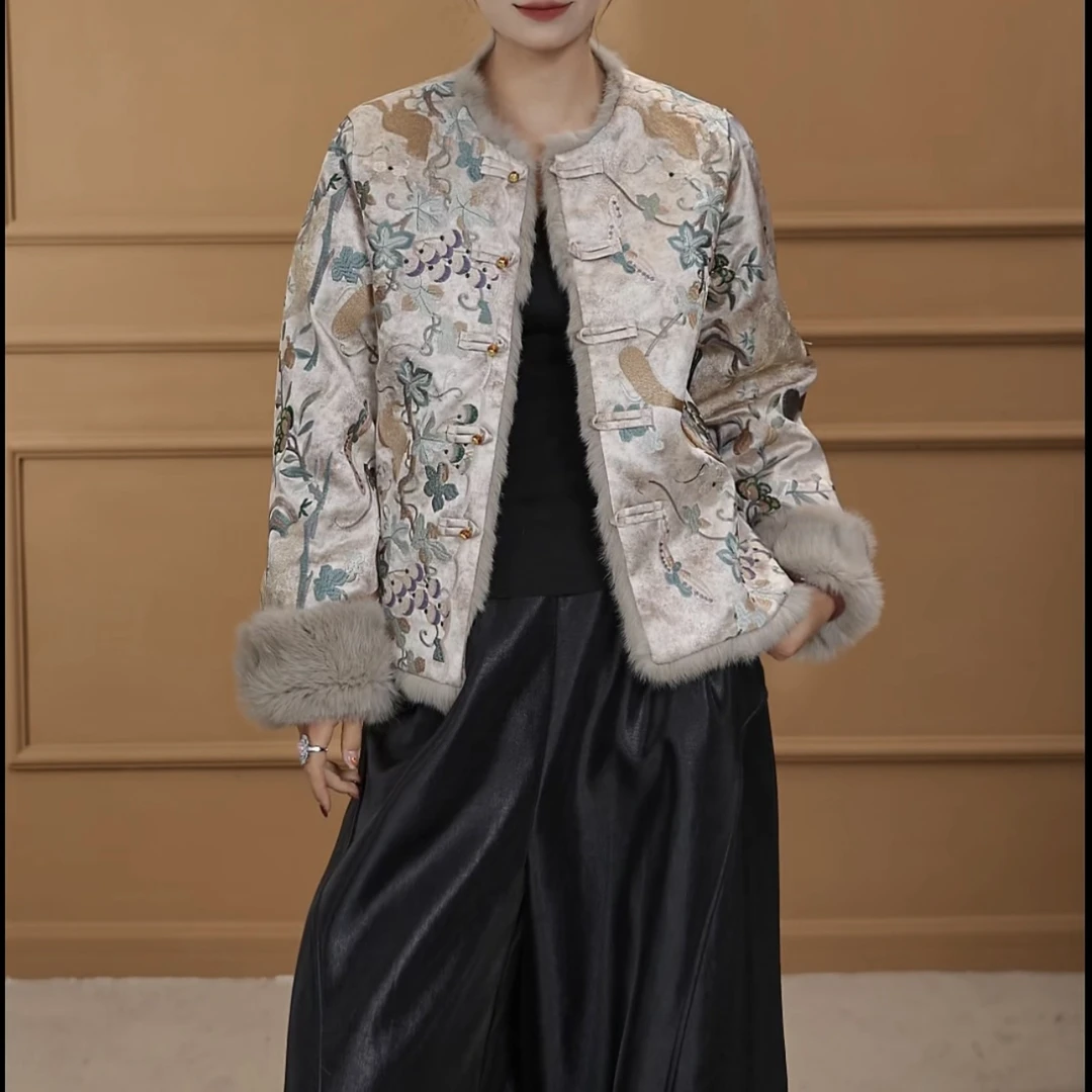 【‌泠若】新中式冬季外套重工刺绣贵气高端显瘦复古中国风唐装女装