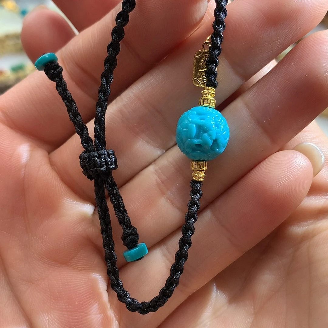 绿松石18K金镶嵌手绳松石手绳