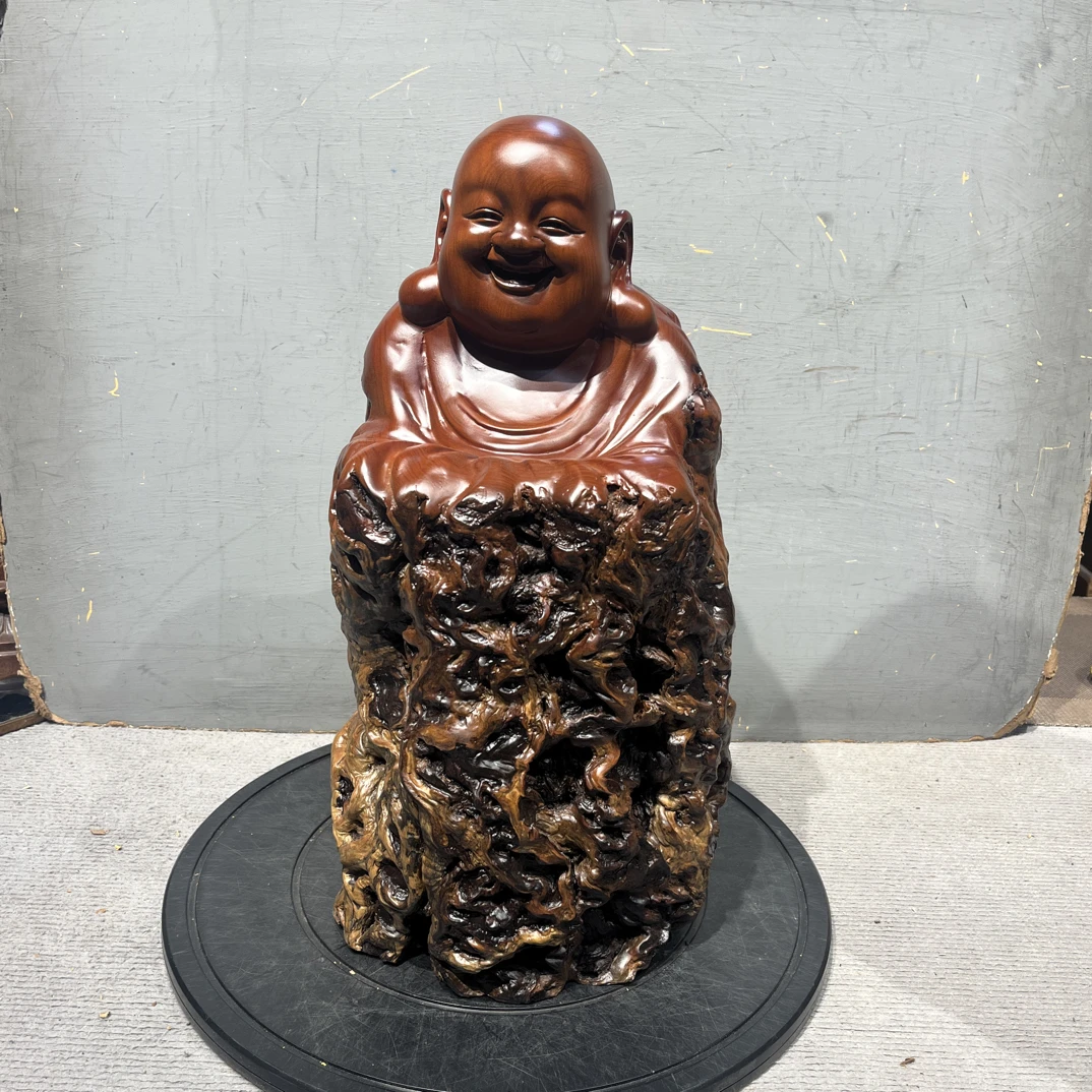 枣木弥勒佛随形根雕摆件