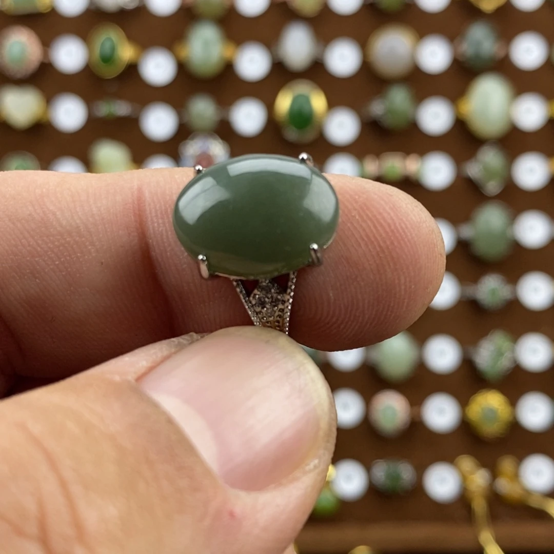 和田玉（青玉）合金戒指