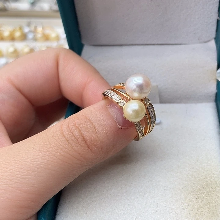 海水珍珠戒指银S925镶嵌