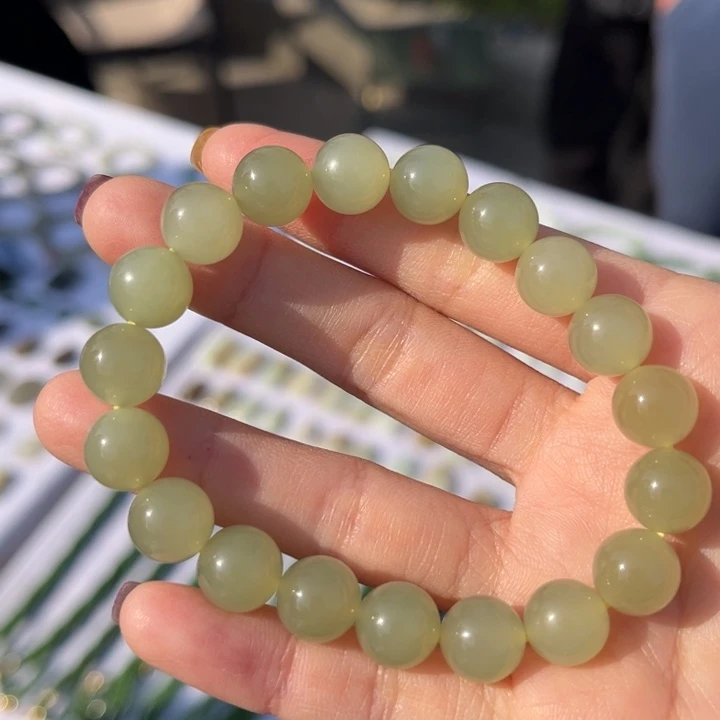 和田玉手串未镶嵌卡10