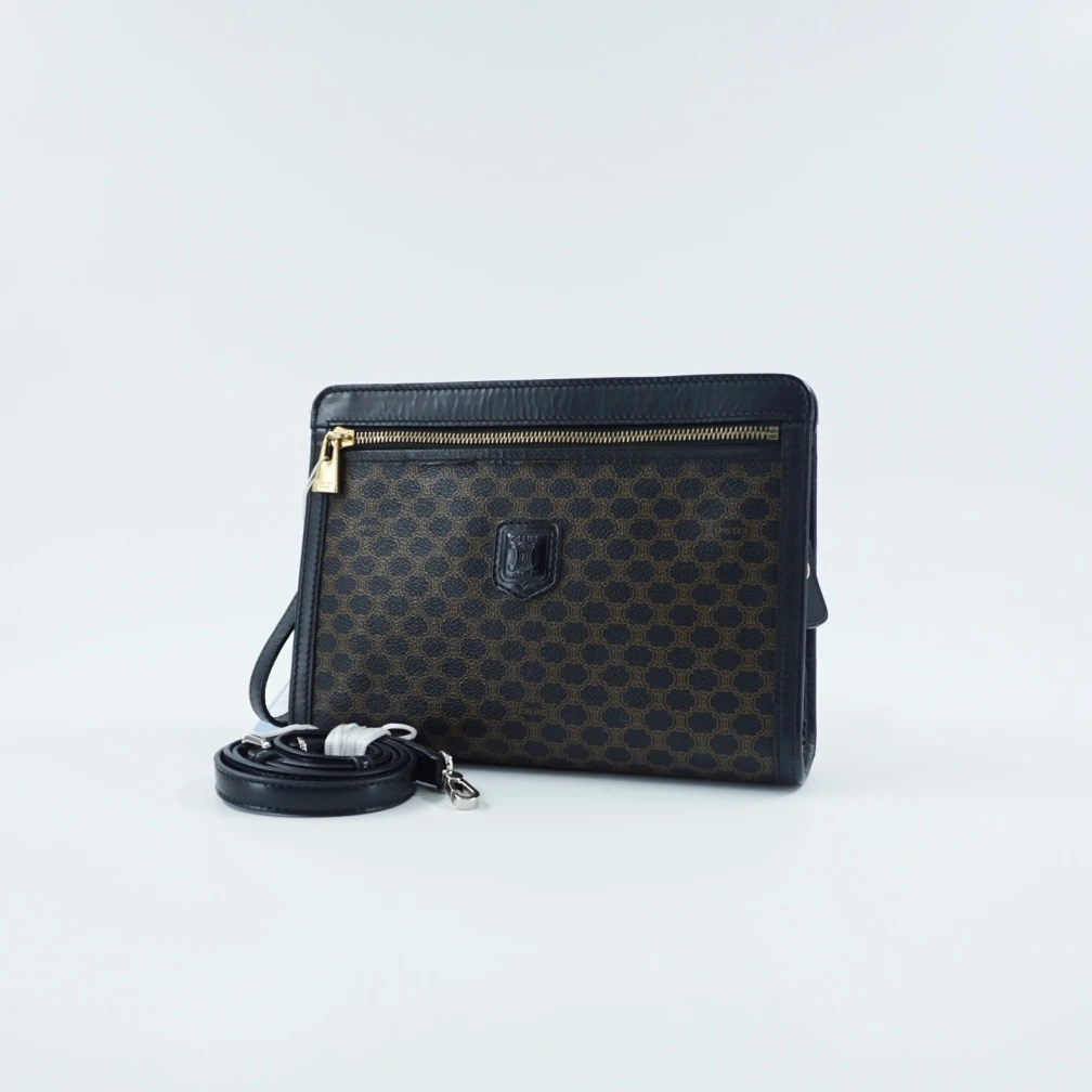 95新 Celine/思琳 二手凯旋门老花洗漱包手拿包W30170