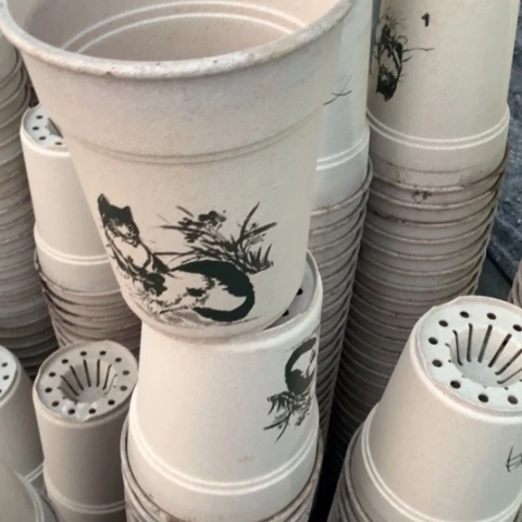 红陶3个兰花盆微瑕无托