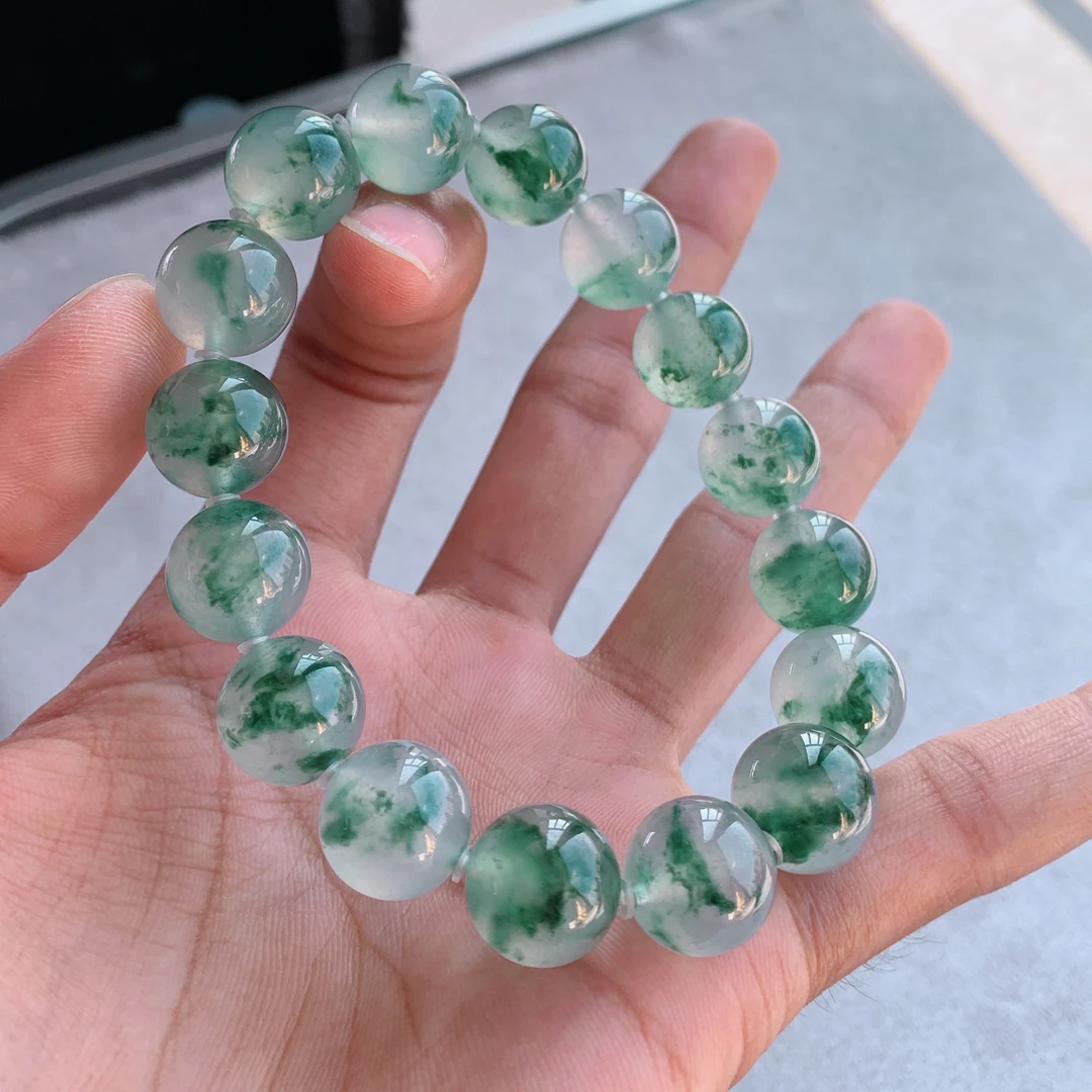 值得收藏品质｜传承级别起杠光星空绿飘花缅甸天然翡翠A货大卡
