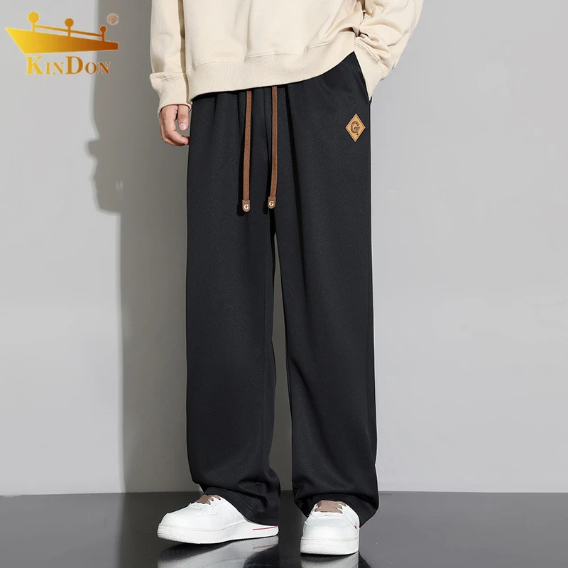 百搭春秋卫裤男士新款纯色休闲宽松直筒阔腿运动潮流垂感长裤子
